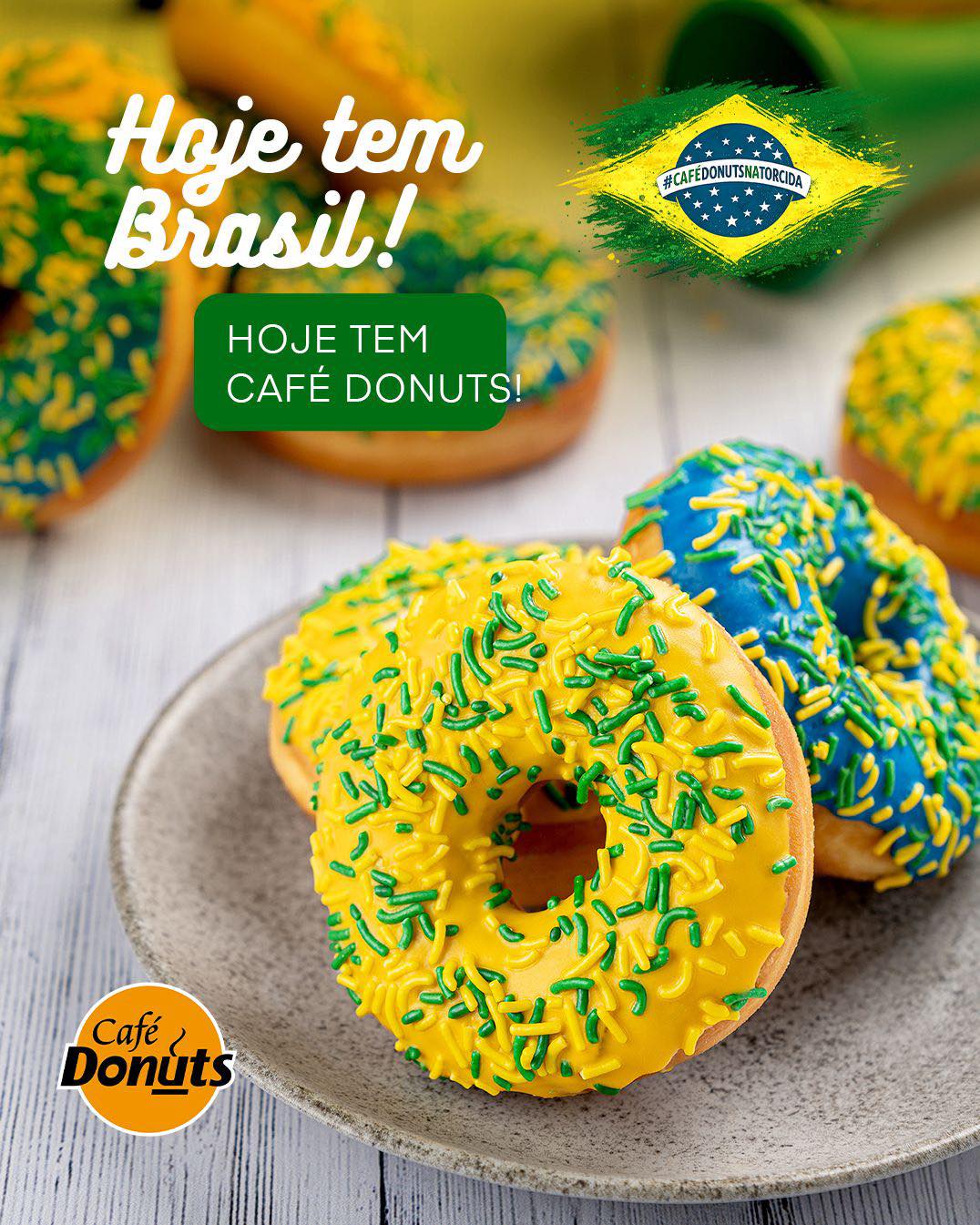 🇧🇷💚💛 Hoje tem Brasil em campo… e tem Café Donuts na torcida!